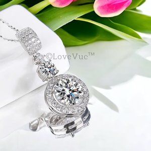 Certified 6ct. t.w. Diamond Brilliant Cut Halo Drop Necklace